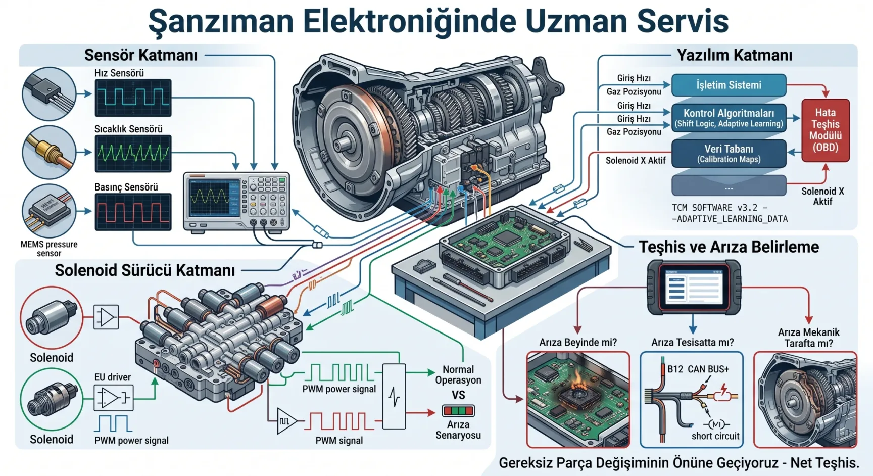 Şanzıman beyni (TCU) elektronik kart onarımı - HG Oto Elektronik